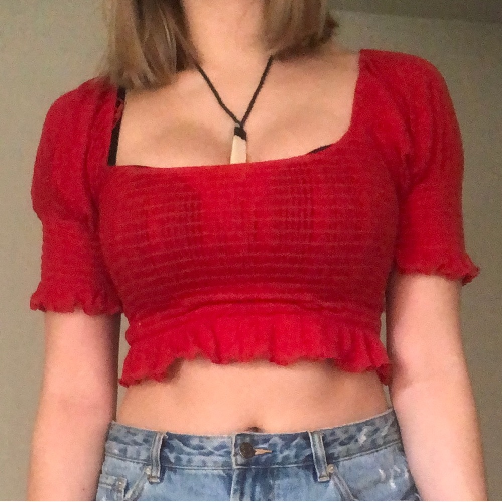Glassons red off the shoulder shirt